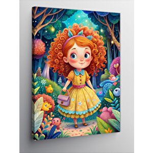 Kanvas Tablo Sevimli Hayvanlar Ve Kız Çocuğu 70x100 cm