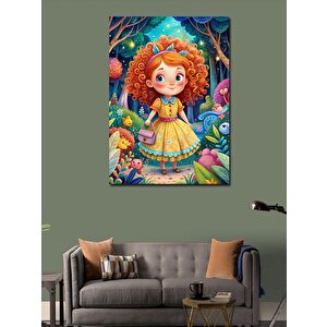 Kanvas Tablo Sevimli Hayvanlar Ve Kız Çocuğu 50x70 cm
