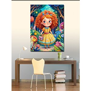 Kanvas Tablo Sevimli Hayvanlar Ve Kız Çocuğu 50x70 cm