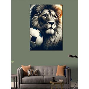 Kanvas Tablo Aslan Ve Futbol Topu 100x140 cm