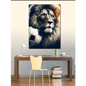 Kanvas Tablo Aslan Ve Futbol Topu 100x140 cm