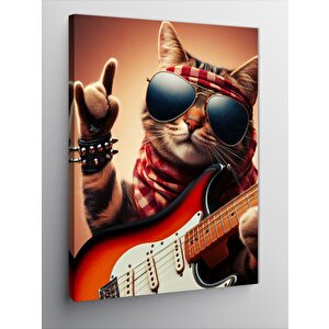 Kanvas Tablo Rockçi Kedi 50x70 cm