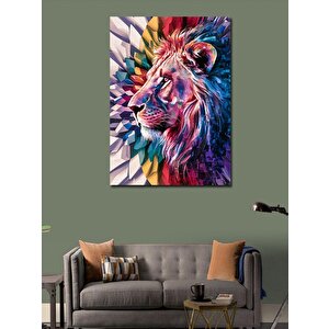 Kanvas Tablo Renkli Kristaller Ve Aslan 70x100 cm