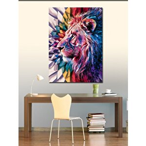 Kanvas Tablo Renkli Kristaller Ve Aslan 70x100 cm