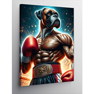 Kanvas Tablo Kaslı Boksör Köpek 100x140 cm