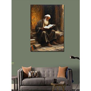 Kanvas Tablo Kitap Okuyan Yaşlı Adam 50x70 cm