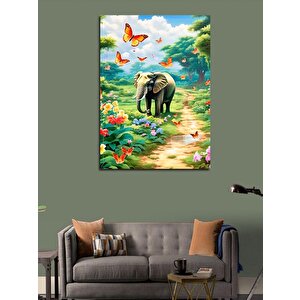 Kanvas Tablo Ormandaki Fil Ve Kelebek 50x70 cm