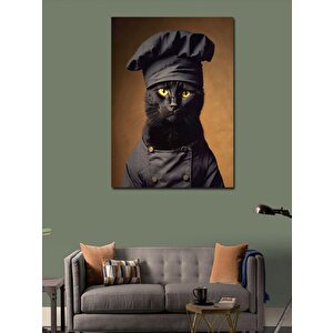 Kanvas Tablo Aşçı Siyah Kedi 50x70 cm