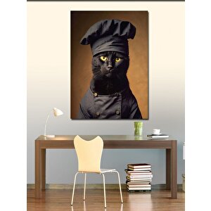 Kanvas Tablo Aşçı Siyah Kedi 50x70 cm