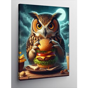 Kanvas Tablo Hamburger Yiyen Baykuş 70x100 cm