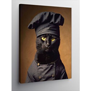 Kanvas Tablo Aşçı Siyah Kedi 100x140 cm