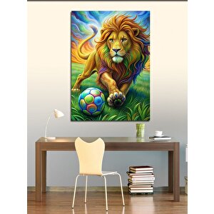 Kanvas Tablo Aslan Ve Futbol Topu 100x140 cm