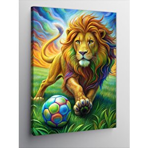Kanvas Tablo Aslan Ve Futbol Topu 70x100 cm