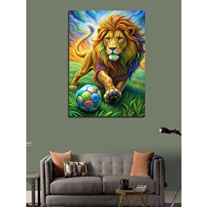 Kanvas Tablo Aslan Ve Futbol Topu 70x100 cm