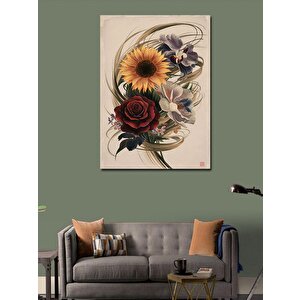 Kanvas Tablo Günebakan Çiçeği Ve Gül 70x100 cm