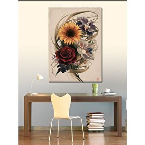 Kanvas Tablo Günebakan Çiçeği Ve Gül 70x100 cm