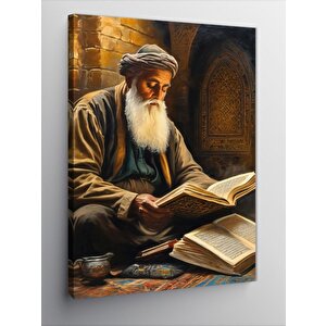 Kanvas Tablo Kuran Okuyan Yaşlı Adam 100x140 cm
