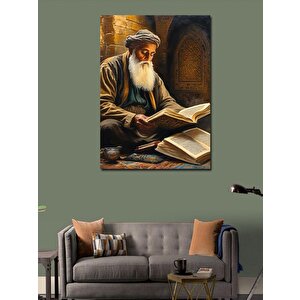 Kanvas Tablo Kuran Okuyan Yaşlı Adam 100x140 cm