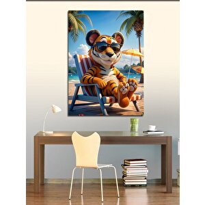 Kanvas Tablo Sevimli Kaplan Güneşleniyor 50x70 cm