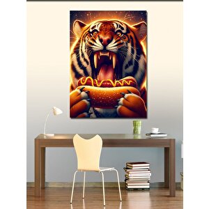 Kanvas Tablo Hotdog Yiyen Kaplan 70x100 cm