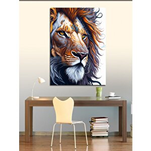 Kanvas Tablo Çiçek Dövmeli Aslan 70x100 cm