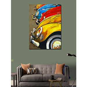 Kanvas Tablo Renkli Kaplumbağa Arabalar 70x100 cm