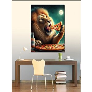 Kanvas Tablo Pizza Yiyen Aslan 50x70 cm