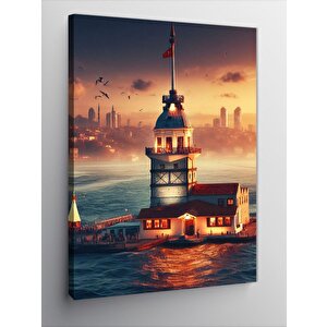 Kanvas Tablo Gün Doğumu Ve İstanbul Kız Kulesi 70x100 cm