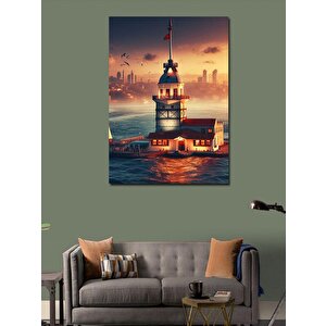 Kanvas Tablo Gün Doğumu Ve İstanbul Kız Kulesi 70x100 cm