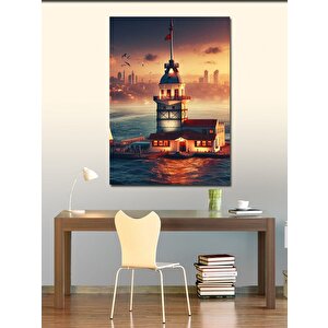 Kanvas Tablo Gün Doğumu Ve İstanbul Kız Kulesi 70x100 cm
