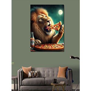 Kanvas Tablo Pizza Yiyen Aslan 100x140 cm