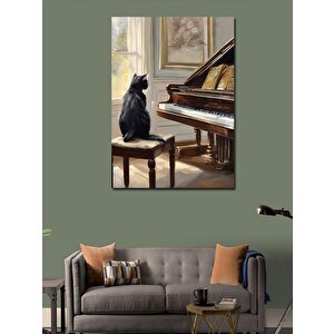 Kanvas Tablo Piyano Ve Kedi 70x100 cm