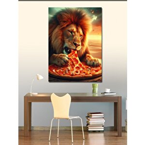 Kanvas Tablo Pizza Yiyen Aslan 70x100 cm