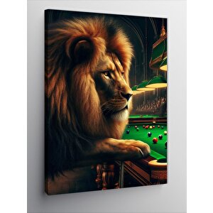 Kanvas Tablo Bilardo Oynayan Aslan 100x140 cm