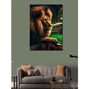 Kanvas Tablo Bilardo Oynayan Aslan 100x140 cm