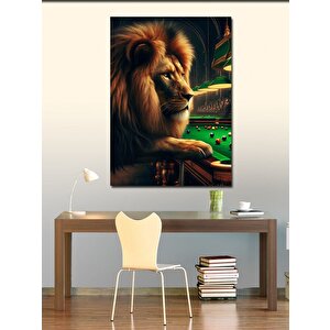 Kanvas Tablo Bilardo Oynayan Aslan 70x100 cm