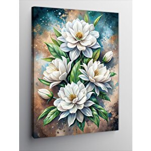 Kanvas Tablo Beyaz Çiçekler 70x100 cm