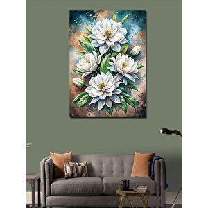 Kanvas Tablo Beyaz Çiçekler 70x100 cm