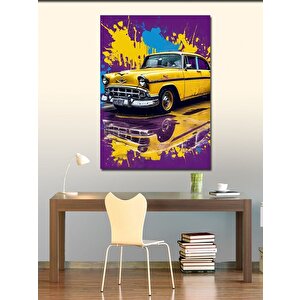 Kanvas Tablo Sarı Klasik Araba 70x100 cm