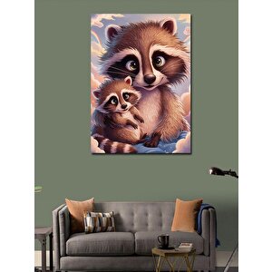 Kanvas Tablo Sevimli Rakun Ailesi 70x100 cm