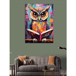 Kanvas Tablo Kitap Okuyan Baykuş 70x100 cm