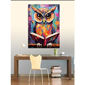 Kanvas Tablo Kitap Okuyan Baykuş 100x140 cm
