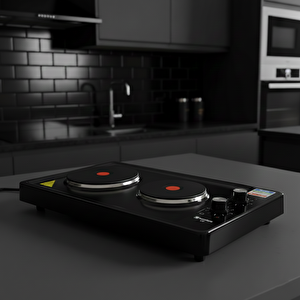 1002-1 İki Gözlü Elektrikli Ocak Siyah Emaye