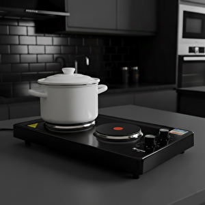 1002-1 İki Gözlü Elektrikli Ocak Siyah Emaye