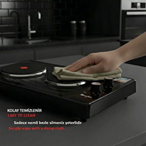 Kunhya 1002-1 İki Gözlü Elektrikli Ocak Siyah Emaye