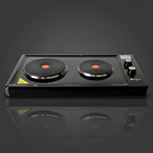 Kunhya 1002-1 İki Gözlü Elektrikli Ocak Siyah Emaye