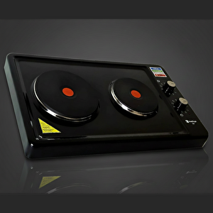 Kunhya 1002-1 İki Gözlü Elektrikli Ocak Siyah Emaye