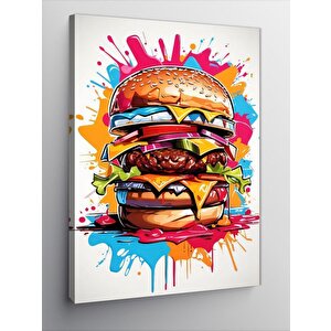 Kanvas Tablo Renkli Hamburger 100x140 cm