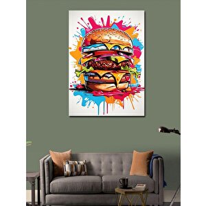 Kanvas Tablo Renkli Hamburger 100x140 cm