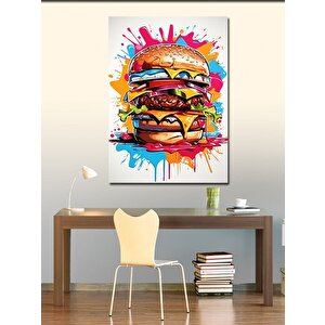Kanvas Tablo Renkli Hamburger 100x140 cm